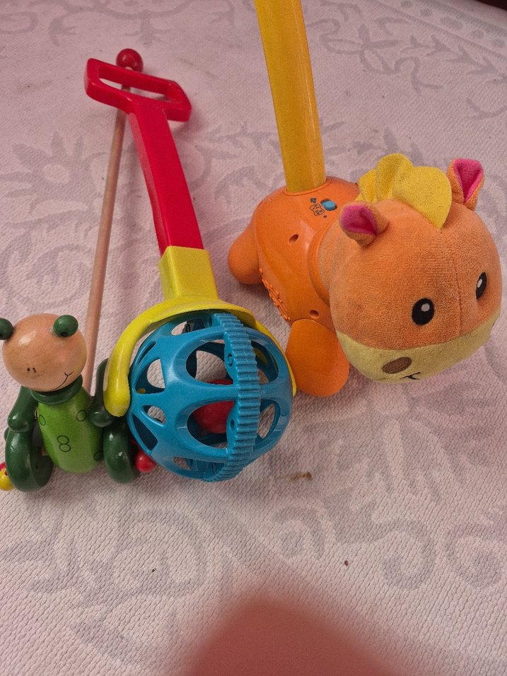 Renkli Ahşap İtme Çekme Oyuncak Seti - Görsel 3