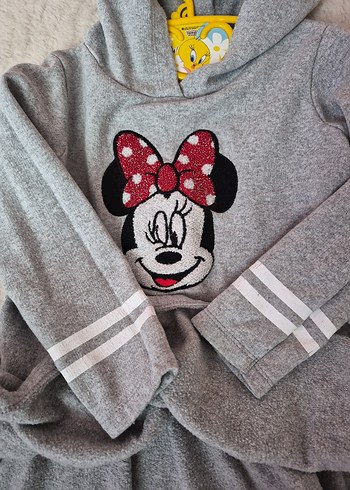 Kız Çocuk Gri Kapüşonlu Sweatshirt - Görsel 2