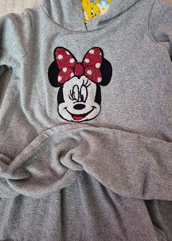 Kız Çocuk Gri Kapüşonlu Sweatshirt - Görsel 3