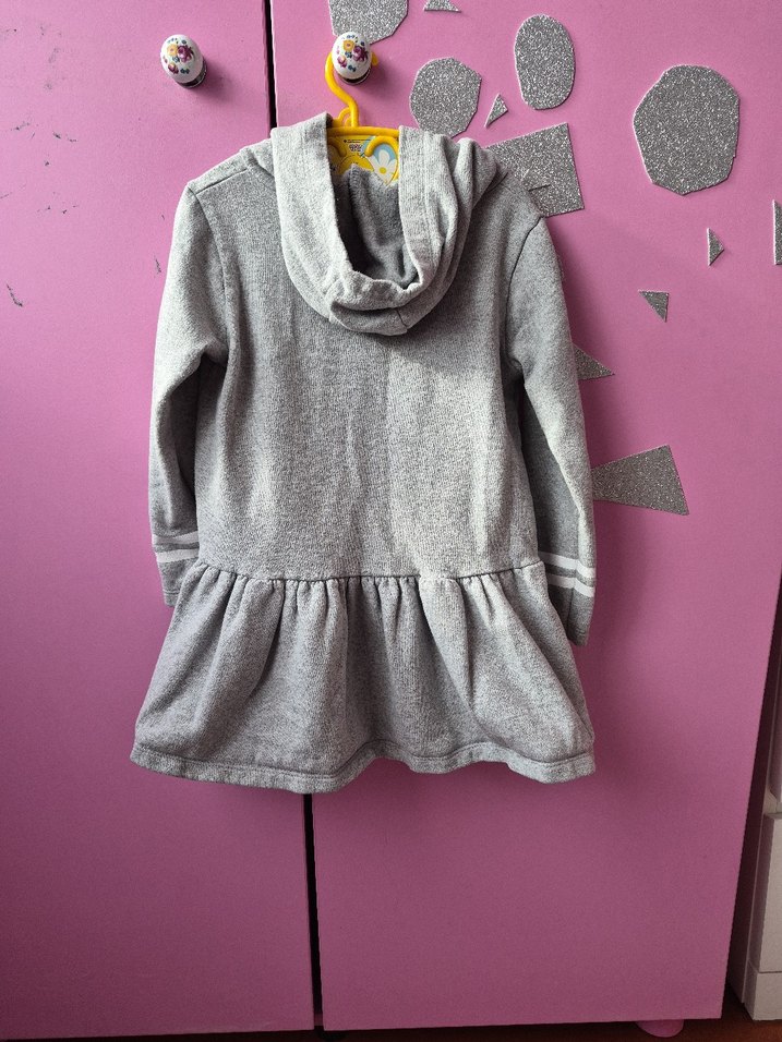 Kız Çocuk Gri Kapüşonlu Sweatshirt - Görsel 5