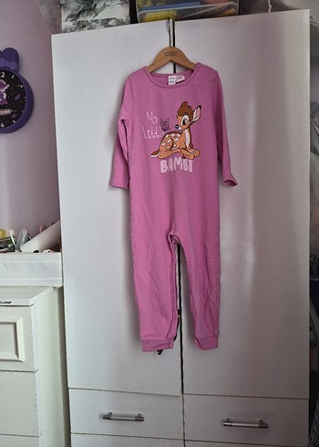 Kız Çocuk Bambi Baskılı Uzun Kollu Penye Tulum 2'li - Görsel 6