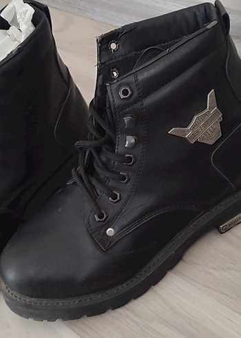 Siyah Deri Erkek Biker Bot - Görsel 5