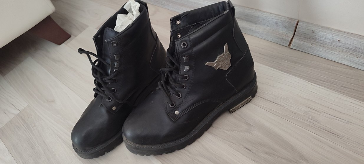 Siyah Deri Erkek Biker Bot - Görsel 5