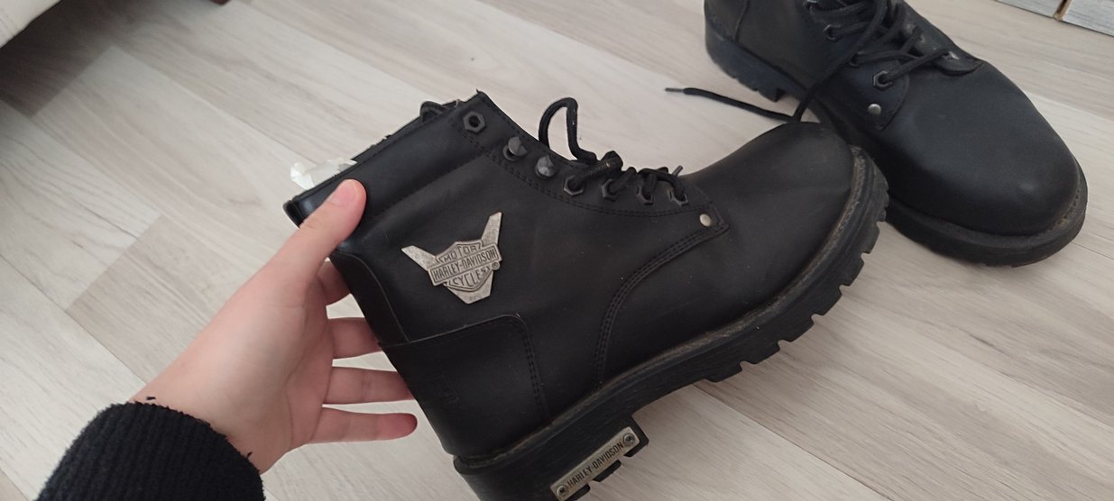 Siyah Deri Erkek Biker Bot - Görsel 2