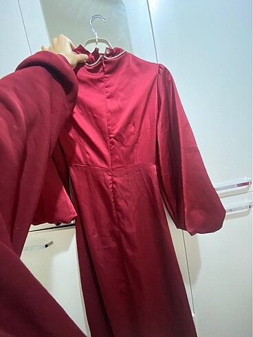 s Beden bordo Renk Bordo saten abiye