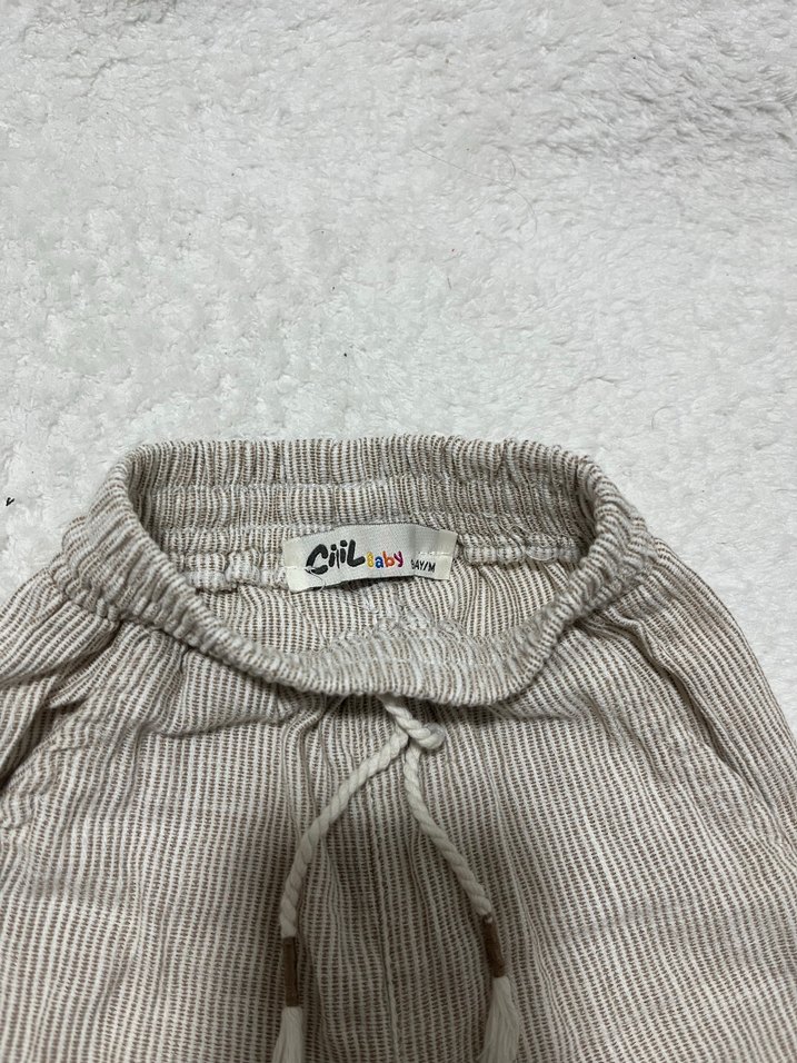 Bej Keten Erkek Çocuk Bol Kesim Pantolon - Görsel 2