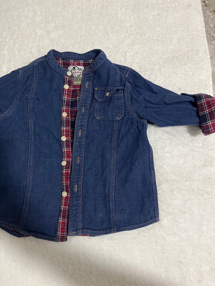 Erkek Çocuk Mavi Denim Gömlek - Görsel 2