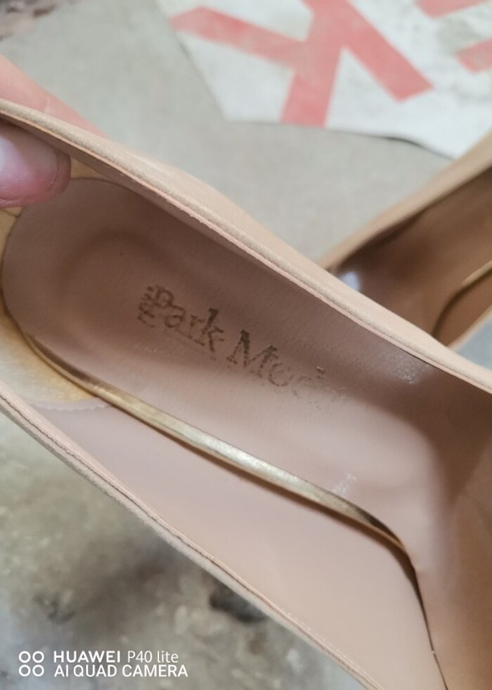 Krem topuklu ayakkabı  - Görsel 2