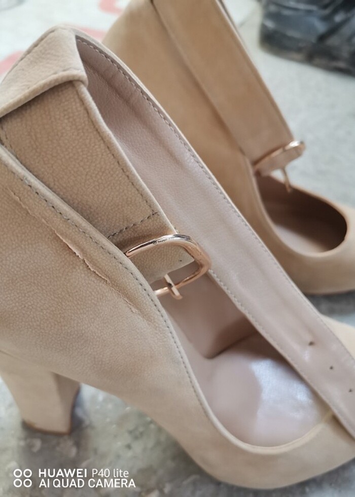 Krem topuklu ayakkabı  - Görsel 3