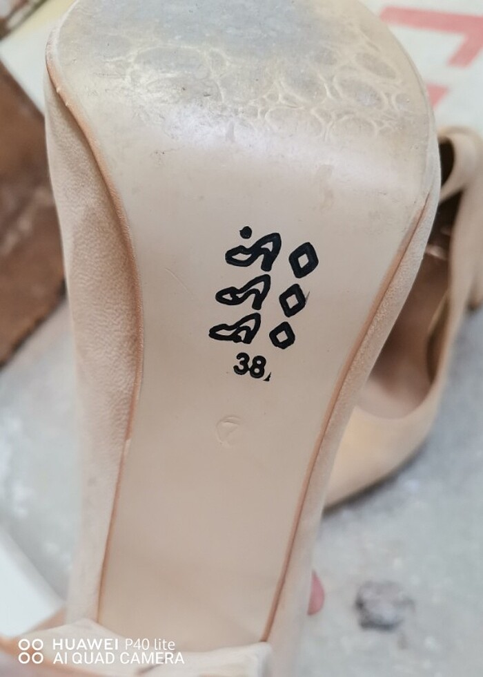 Krem topuklu ayakkabı  - Görsel 5