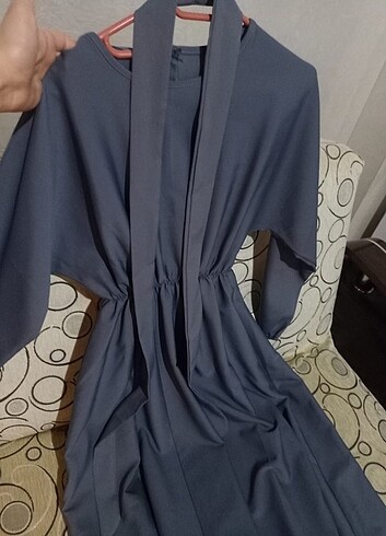 Diğer Gri belden baglamali elbise