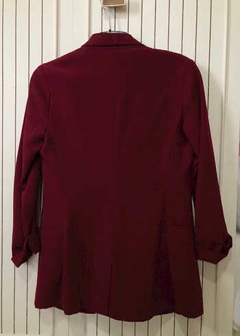 Bershka Bordo Kadın Düğmeli Blazer Ceket - Görsel 3