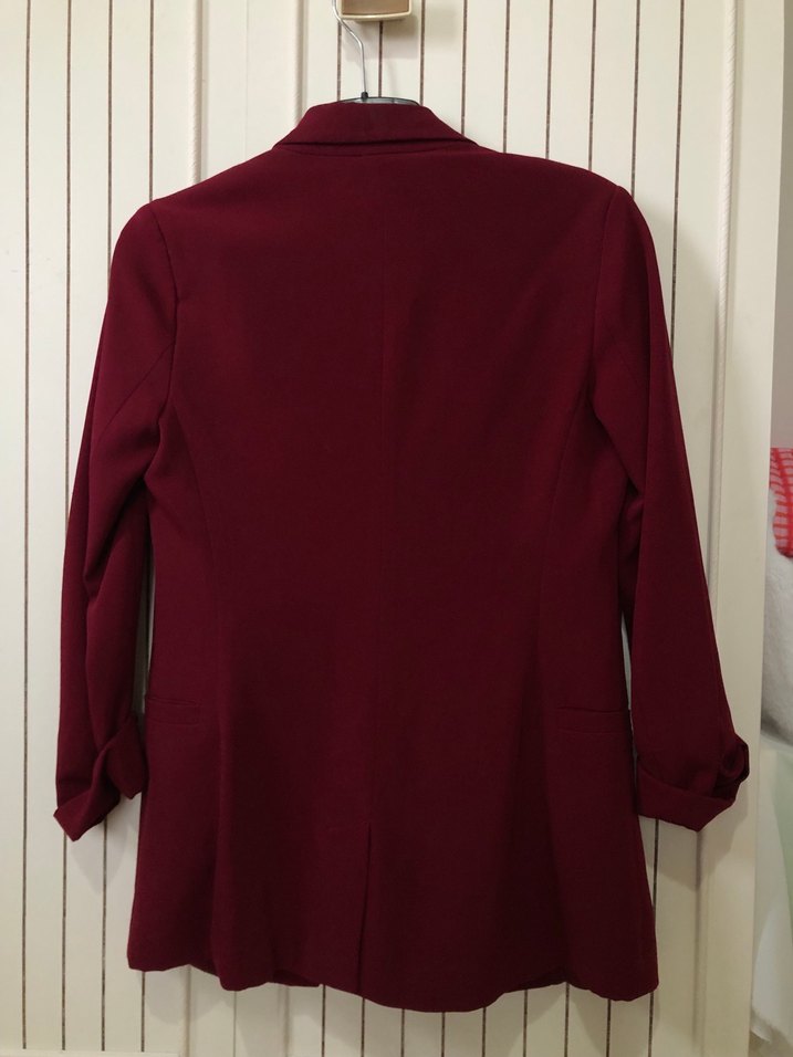 Bershka Bordo Kadın Düğmeli Blazer Ceket - Görsel 3