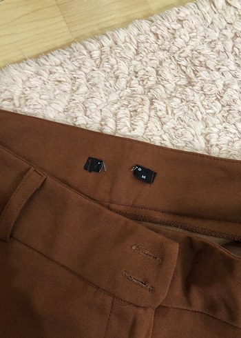 Kahverengi Kadın yüksek bel Kumaş Pantolon - Görsel 2