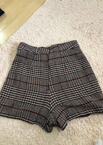 Kahverengi Ekose şort Etek - Görsel 3