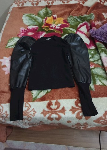 siyah balon kol sıfır s beden kazak - Görsel 2