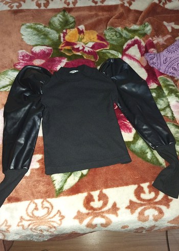 siyah balon kol sıfır s beden kazak - Görsel 4