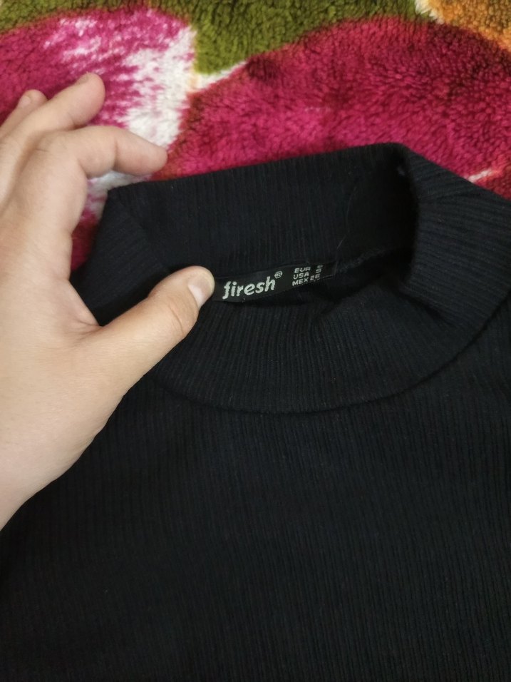 siyah balon kol sıfır s beden kazak - Görsel 3