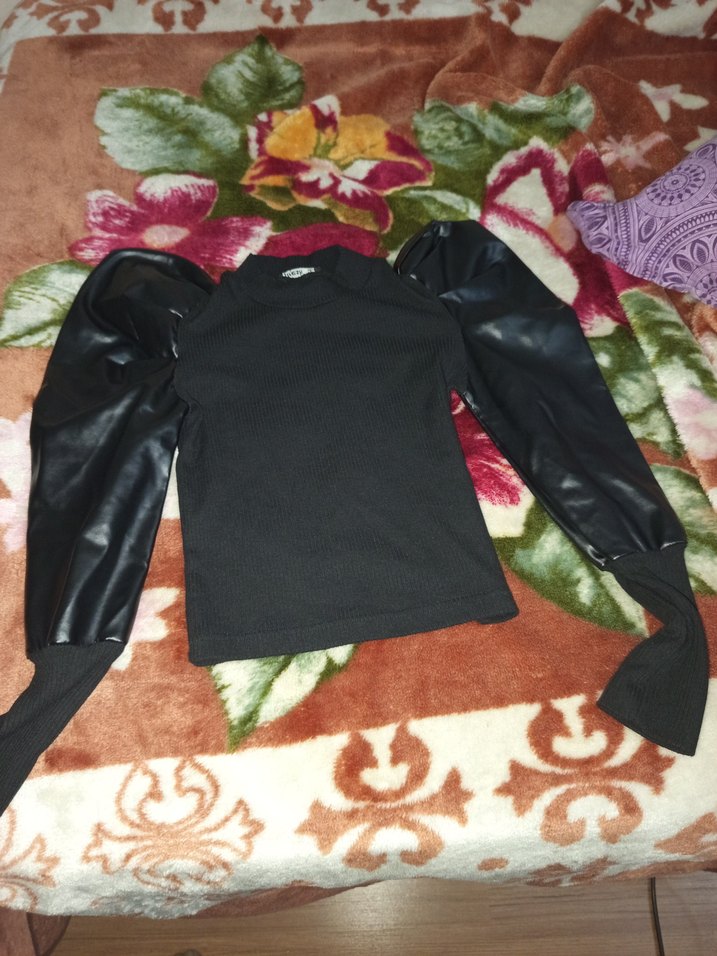 siyah balon kol sıfır s beden kazak - Görsel 4