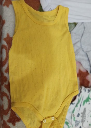Sarı Pamuklu Bebek Çıtçıtlı Body .beyaz sıfır giyilmedi - Görsel 6