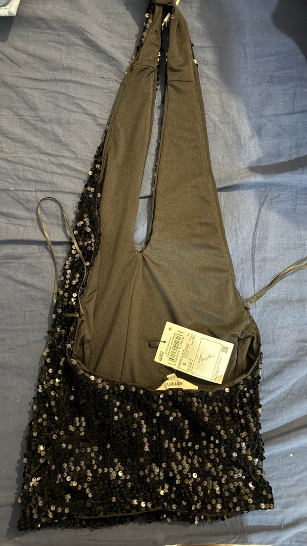 Siyah payetli v yaka büstiyer - Görsel 2