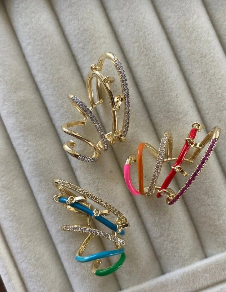 Renkli Boncuklu Mini Kadın Küpeler - Görsel 2