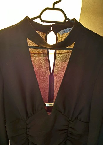 Uzun Kollu V Yaka Siyah Midi Elbise - Görsel 2