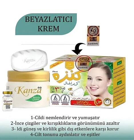 Kanza beyazlatıcı krem sabun ve serüm set Li 3 set 1 kutu