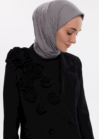 0 Gri Kadın Eşarp - Görsel 2