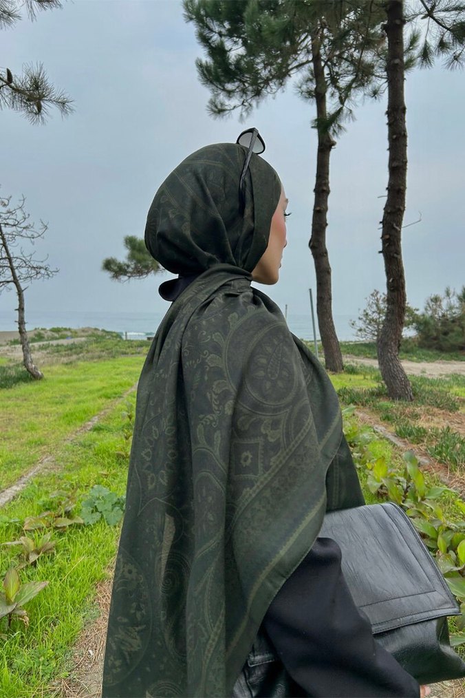 Kadın Haki Desenli Şal - Görsel 2