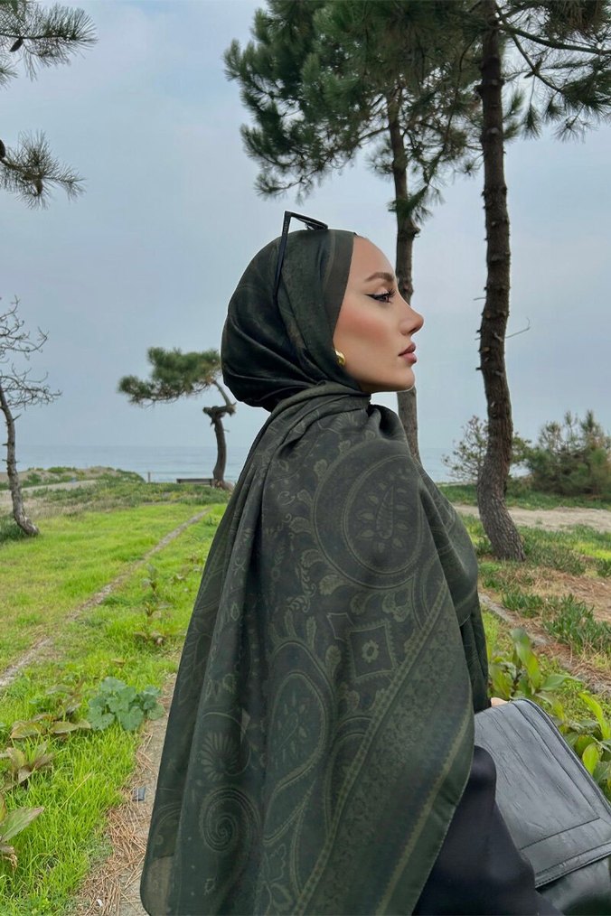 Kadın Haki Desenli Şal - Görsel 3