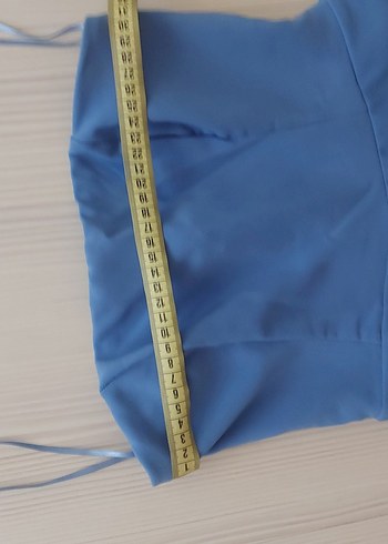 Mavi Straplez Uzun Kadın Elbise - Görsel 4