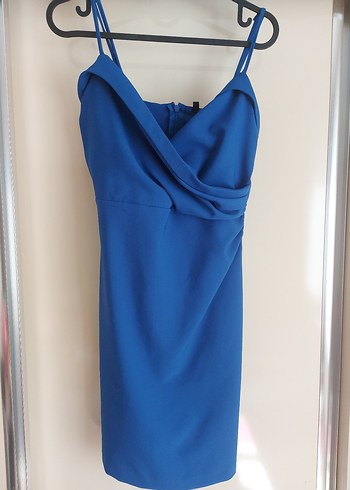 Mavi Drapeli Mini Abiye Elbise - Görsel 3