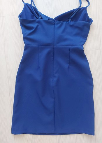 Mavi Drapeli Mini Abiye Elbise - Görsel 4