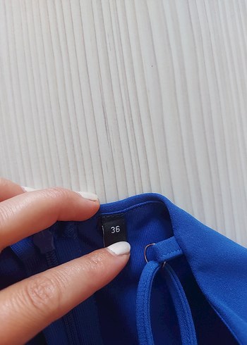 Mavi Drapeli Mini Abiye Elbise - Görsel 11