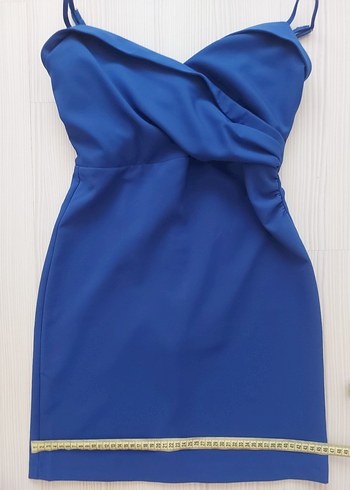 Mavi Drapeli Mini Abiye Elbise - Görsel 9