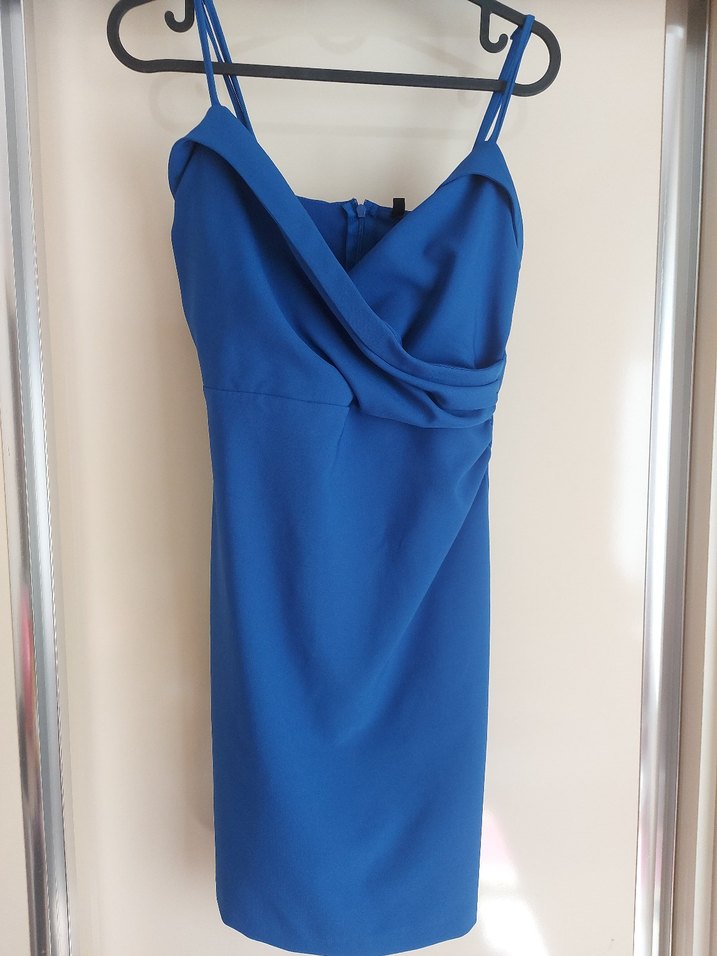 Mavi Drapeli Mini Abiye Elbise - Görsel 3