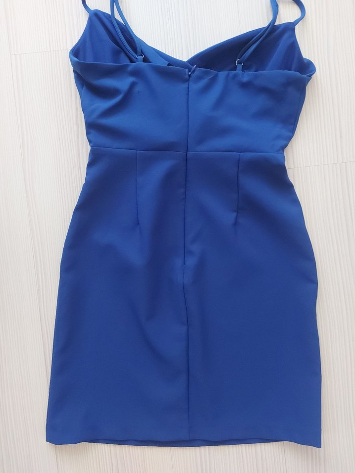 Mavi Drapeli Mini Abiye Elbise - Görsel 4