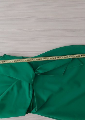 Yeşil Drapeli Mini Kalem Elbise - Görsel 8