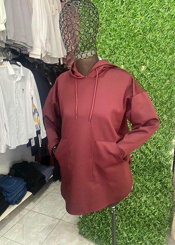 Bordo Fermuarlı Kadın Sweatshirt - Görsel 2