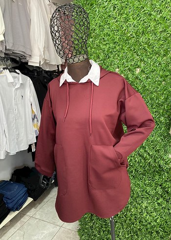 Bordo Fermuarlı Kadın Sweatshirt - Görsel 3