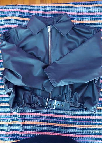 Kahverengi Kemerli Kadın Deri Bomber Ceket - Görsel 3