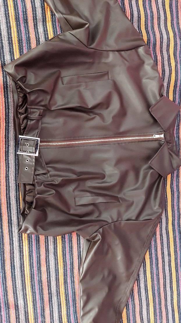 Kahverengi Kemerli Kadın Deri Bomber Ceket - Görsel 2