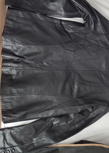 Düğmeli Siyah Deri Kadın Ceket - Görsel 4