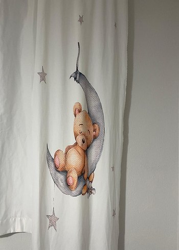 Gri beyaz Bebek odası perde