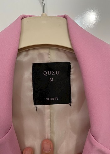 Pembe Düğmeli Kadın Midi Blazer Ceket