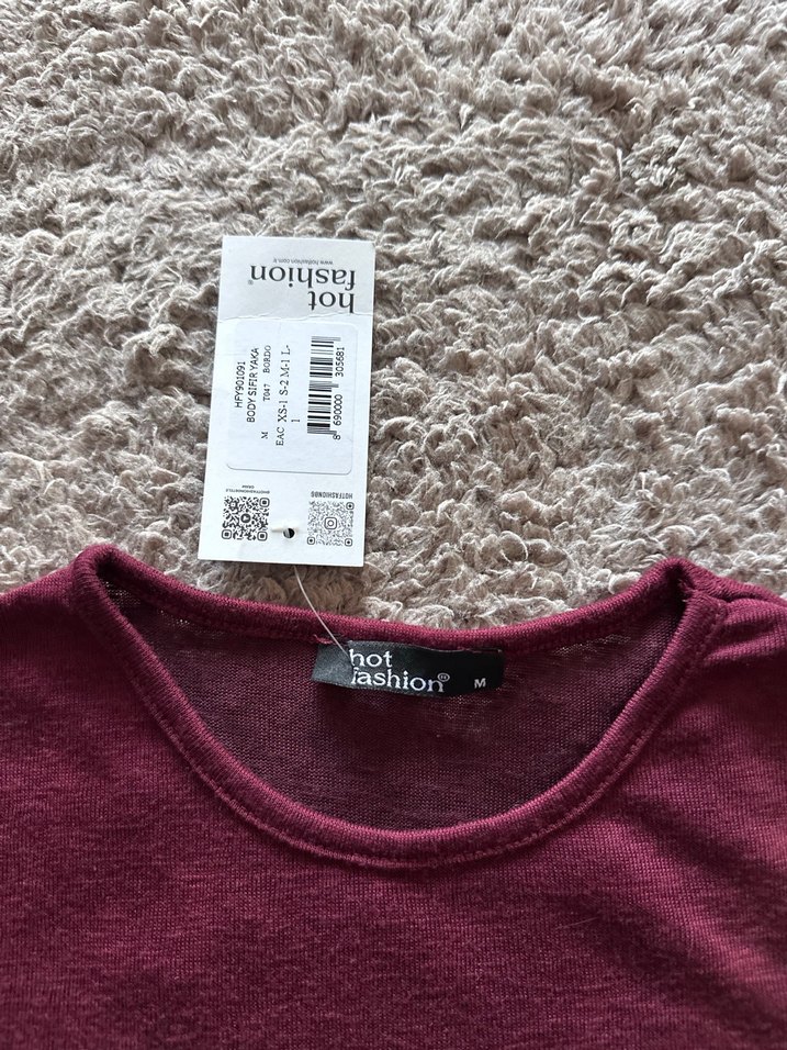 Bordo Kadın Uzun kollu transparan bluz - Görsel 2