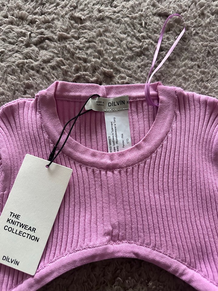 Pembe Fitilli Crop Kazak - Görsel 2