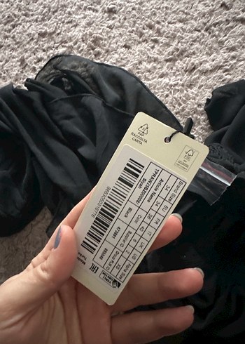 Kadın Siyah Fırfırlı Uzun Kollu Bluz tül - Görsel 2