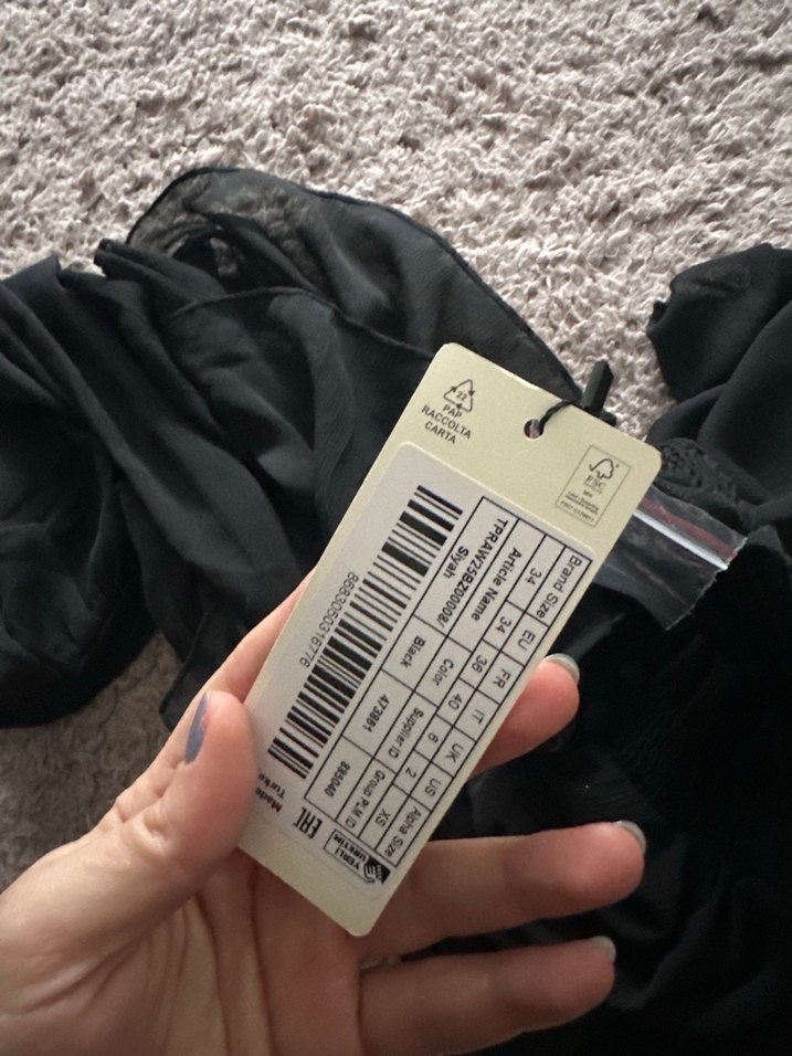 Kadın Siyah Fırfırlı Uzun Kollu Bluz tül - Görsel 2